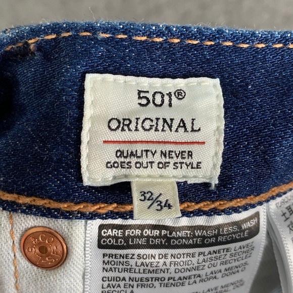 Levis 501 Made & Crafted Jeans Men 32x32 Selvedge Blue Denim Button Fly - Picture 4 of 13